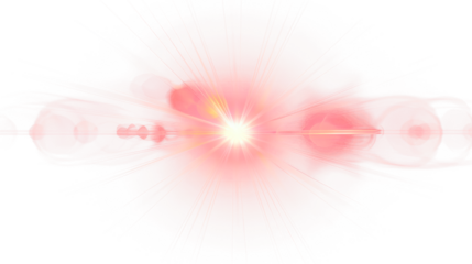 bright red light burst effect isolated on white or transparent png