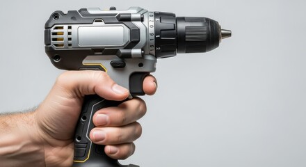 Hand Holding Modern Cordless Power Drill