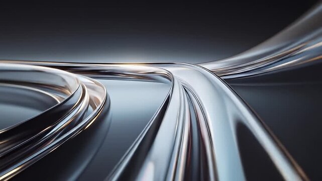 Abstract Curved Metallic Lines with Glowing Highlights at 1920x1080