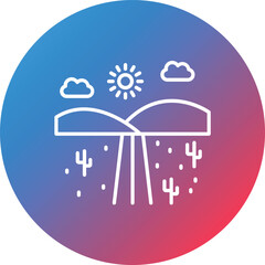 Desert Road Line Gradient Circle Background Icon