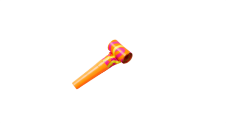 Party Blower: Orange, Yellow, Pink, Party Blower on Black. Perfect for celebrations, digital banners, poster design.