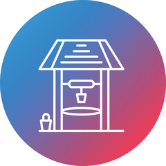 Desert Water Well Line Gradient Circle Background Icon
