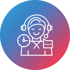 Customer Service Line Gradient Circle Background Icon