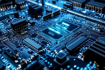 Obraz premium Close-up of a glowing circuit board