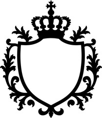 Fototapeta premium Royal Heraldic Shield Emblem with Crown and Ribbon