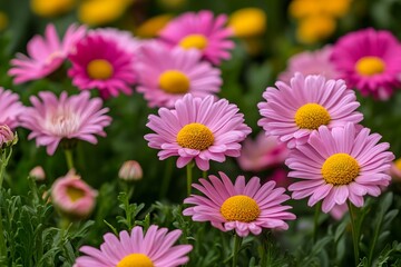 Obraz premium Close-up of pink and magenta daisies