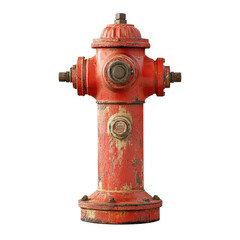 Fototapeta premium Weathered Red Fire Hydrant Isolated Black Background, isolated on a transparent background