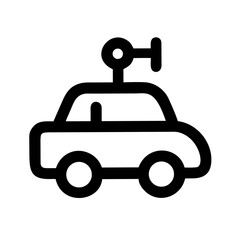 Toy Car Outline Icon – Kids Vehicle and Playtime Vector Illustration