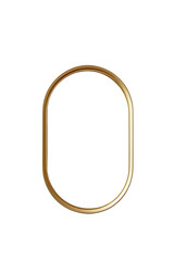 antique mirror frame .Shiny gold oval frame with smooth edges on white background