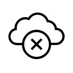 Obraz premium Cloud with Cross Symbol Outline Icon – Cloud Storage Error and Warning Vector Illustration