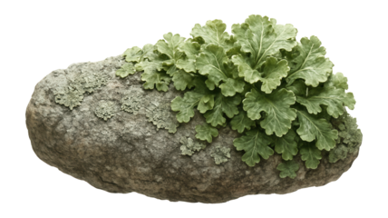 Lichen-covered rock showing crustose and foliose forms in gray and green