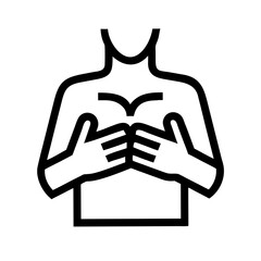 Hands Pressing Chest CPR Minimal Icon – Cardiopulmonary Resuscitation and First Aid Symbol Vector Illustration