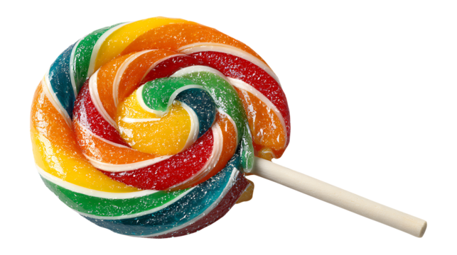 Bright and Vibrant Swirled Lollipop, isolated on transparent background, PNG