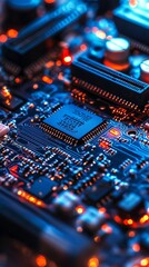 Fototapeta premium Close-up of a circuit board with glowing components (3)