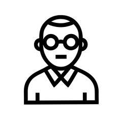Scholarly Professor Wearing Glasses Minimal Icon – Education and Academic Illustration for Teaching, Knowledge, and Learning