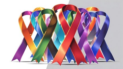 A Collection of Intertwined Colorful Ribbons for Various Causes