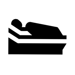 Body Lying in a Coffin Silhouette Icon – Funeral, Death, Burial, Mourning, Memorial Service, Cemetery Symbol, and Funeral Ceremony Design