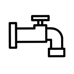 Fototapeta premium Water Pipeline with Faucet Outline Icon – Plumbing and Water Supply Vector Illustration
