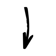 Hand-drawn Style Black Down Arrow Icon for UIUX Design