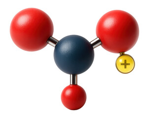 Nitrite ion model displaying a bent structure and negative charge