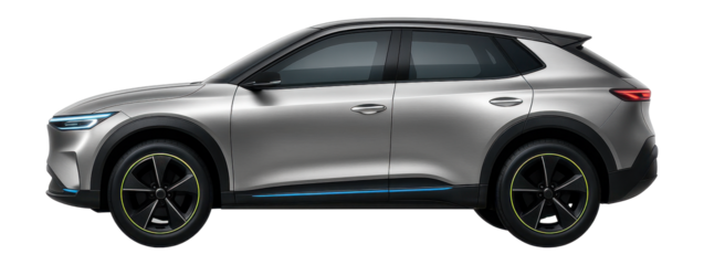 Compact hydrogen crossover with flared wheel arches and LED headlamps