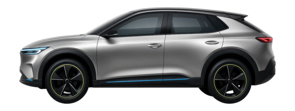 Compact hydrogen crossover with flared wheel arches and LED headlamps