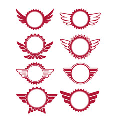 Red Wing Badge shape vector illustration set collection