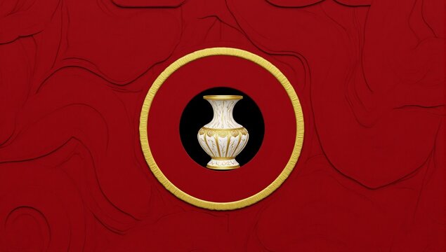 A seamless red Chinese New Year-themed abstract design featuring a luxurious round pattern on a circle background - Powered by Adobe