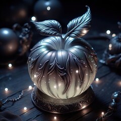 A glowing silver fruit from an enchanted fae market