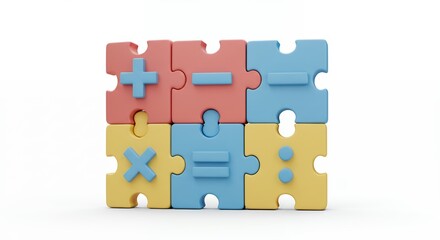 Naklejka premium Colorful mathematical puzzle pieces