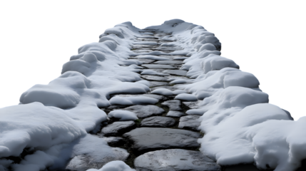 snow-covered stone path  isolated on white background