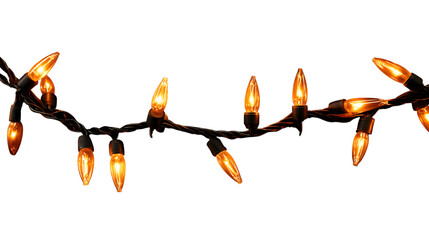  string of illuminated light bulbs, festive and decorative element  isolated on white background