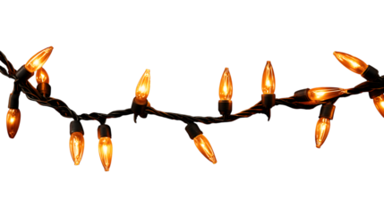  string of illuminated light bulbs, festive and decorative element  isolated on white background