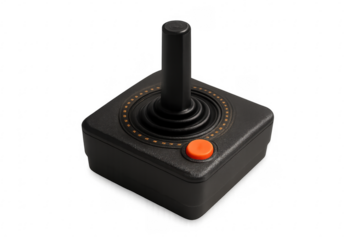 Classic retro joystick on transparent background