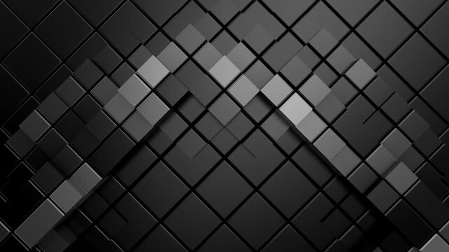 Cubes Form a Wave. Abstract motion, two color, 3d rendering, 4k resolution
