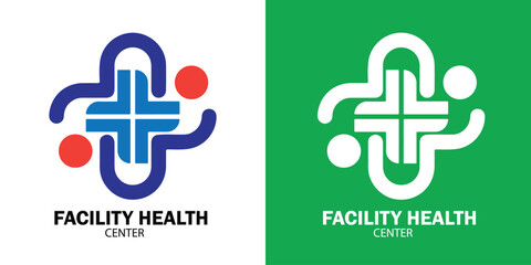 High-quality medical clinic logo with doctor silhouette and cross symbol. Suitable for hospitals, clinics, and health service branding.
