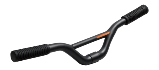 Mountain bike handlebar with wide stance and reinforced crossbar for durability