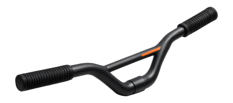 Mountain bike handlebar with wide stance and reinforced crossbar for durability