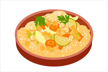  Couscous. Vector simple color flat illustration.