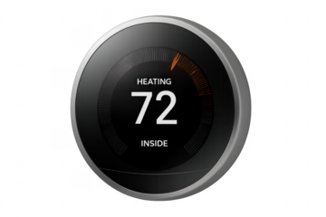 Modern smart thermostat displaying current temperature
