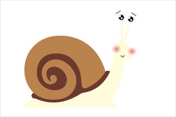 Cute snail. Helix pachya. Vector simple color flat illustration.