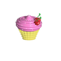 3D cupcake with cherry on top.