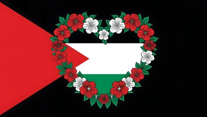 Palestine Flag Heart Floral Design