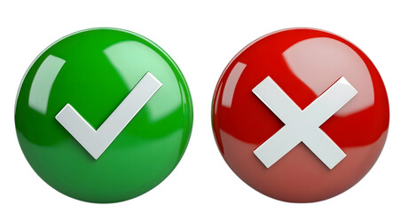 Obraz premium Checkmark and cross icons isolated on transparent background