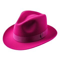 Vivid Pink Fedora Hat Fashion Accessory Style Statement, isolated on a transparent background