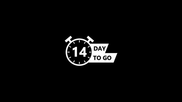Animated of 14 day to go.14 days to go timer icon,To go sign,Count time sale. Sale banner.14 Days Left Icon. 14 Days To Go animated motion design.