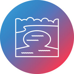 Bay Landscape Line Gradient Circle Background Icon
