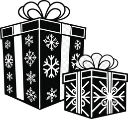 Gift box with a red ribbon and a bow on a white background for a Christmas celebration greeting card vector illustration