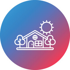 Home Landscape Line Gradient Circle Background Icon