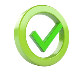 Green check mark symbol isolated on transparent background